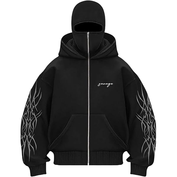 Revenge ジップアップフーディー サイズM Buy BE SAVAGE Balaclava Zipper Hoodie for Men 400 GSM Heavyweight